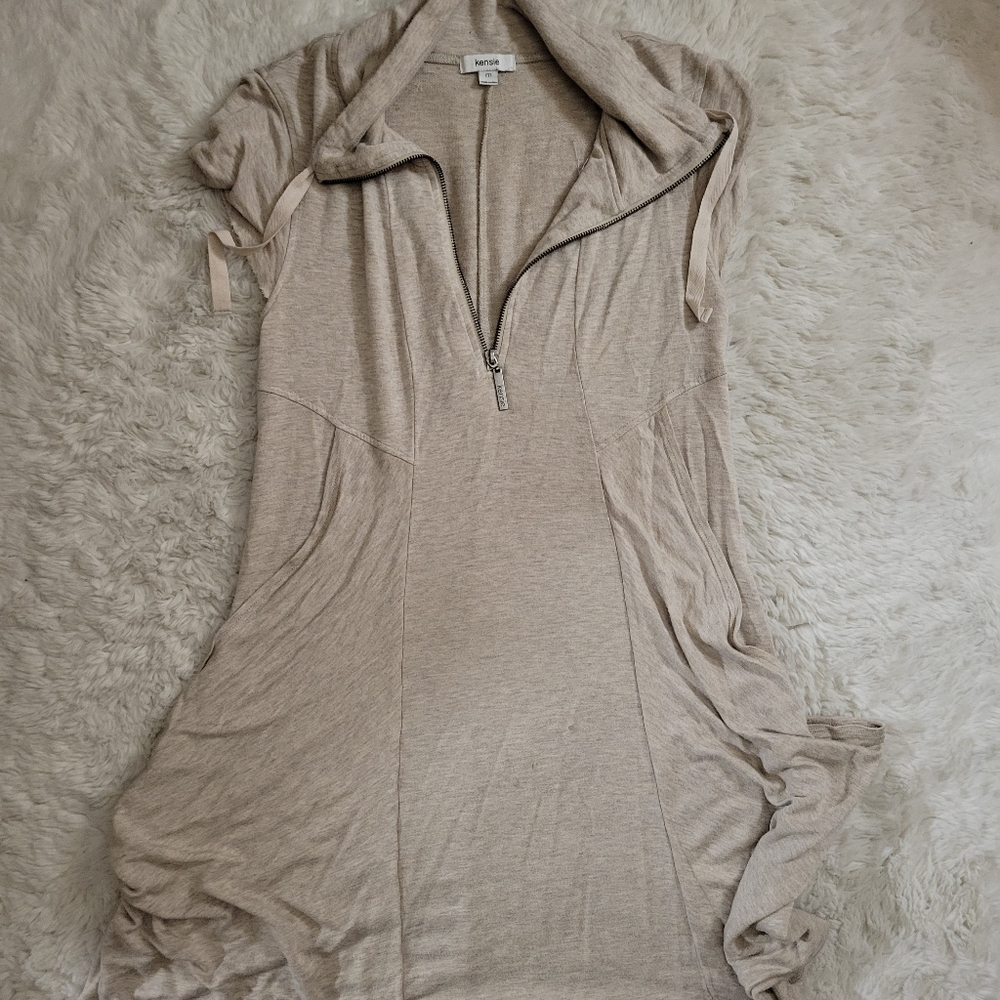 Kensie Tan Oatmeal Drop Pocket Dress